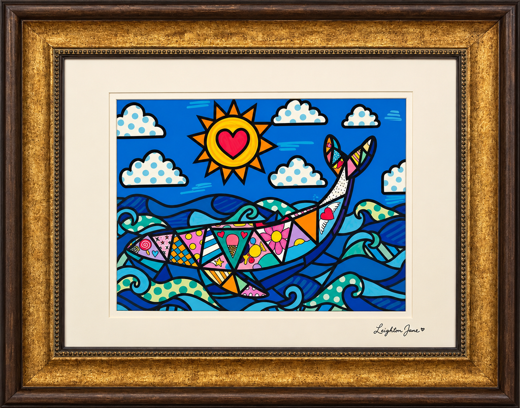 Whale Painting – Limited Edition 11x14 Artwork in 22x26 Statement Frame