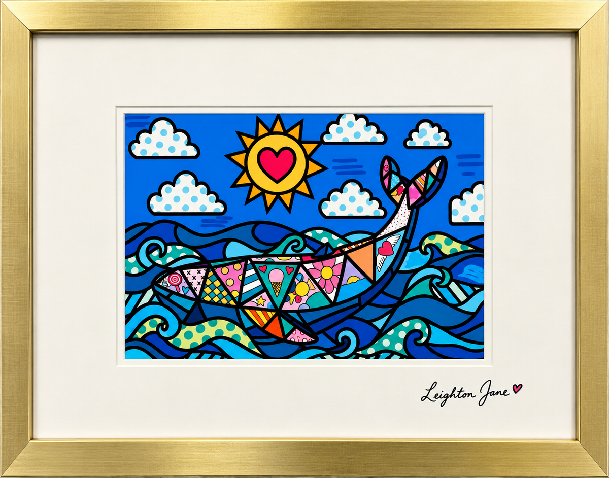 Whale Painting – Limited Edition 8x10 Artwork in 11x14 Gold Frame