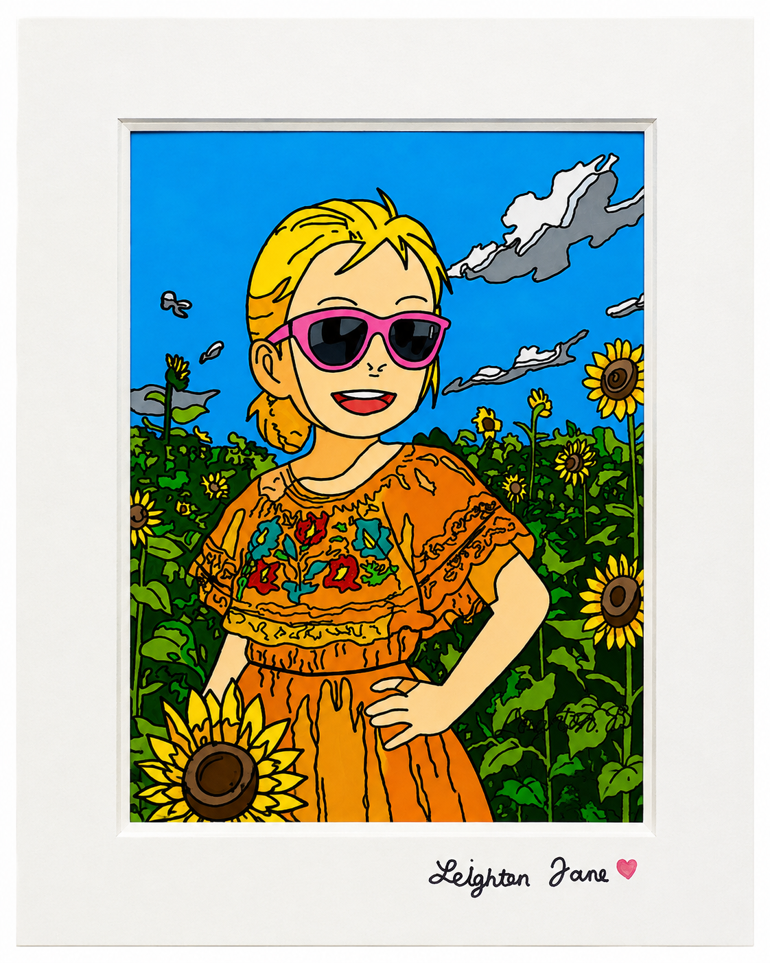 5x7 Sunflower Print with Matting