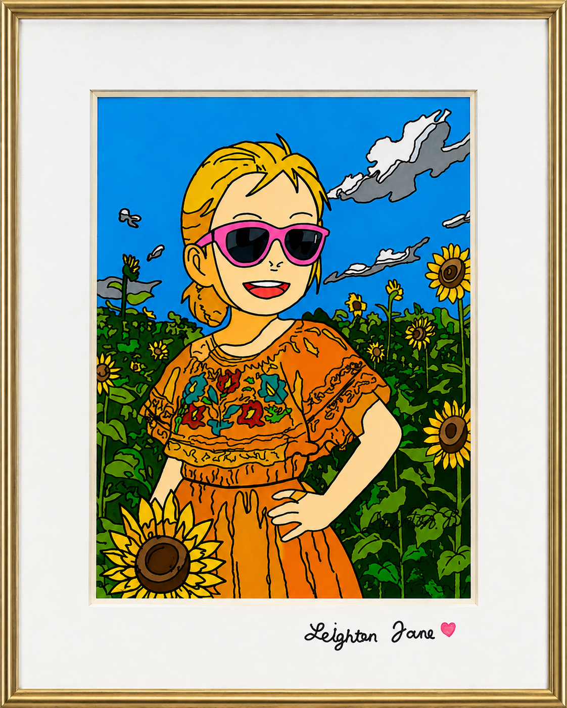 5x7 Sunflower Print with Matting and Frame